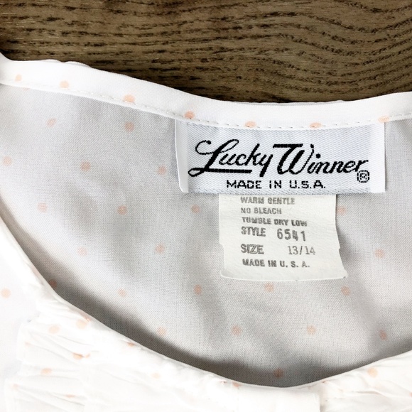Vintage Size Large 13/14 Blouse Peach Polka Dot - Picture 2 of 6